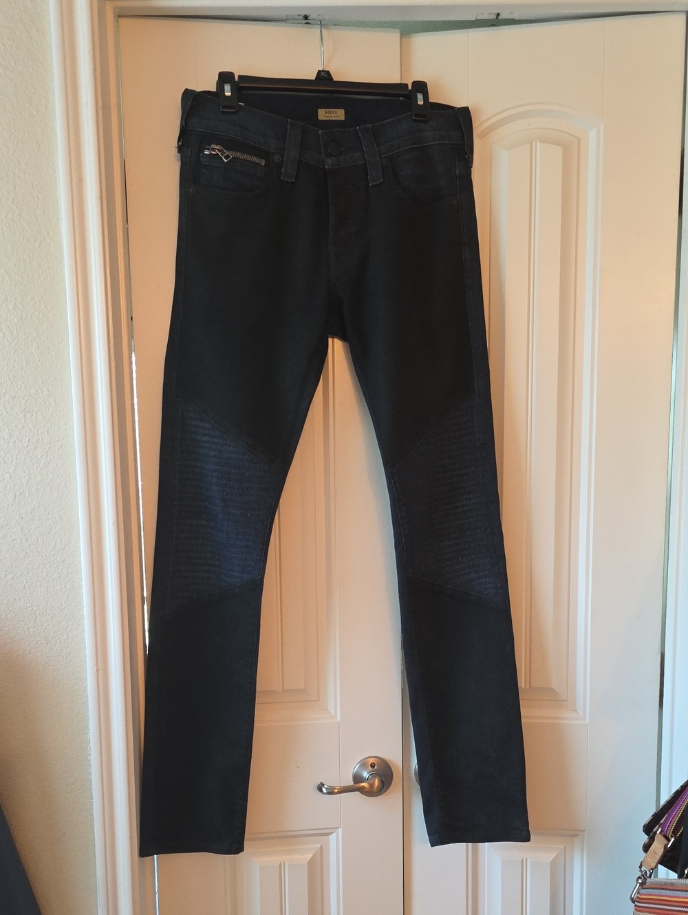 True Religion Men's Slim Black Jeans with Subtle Fade